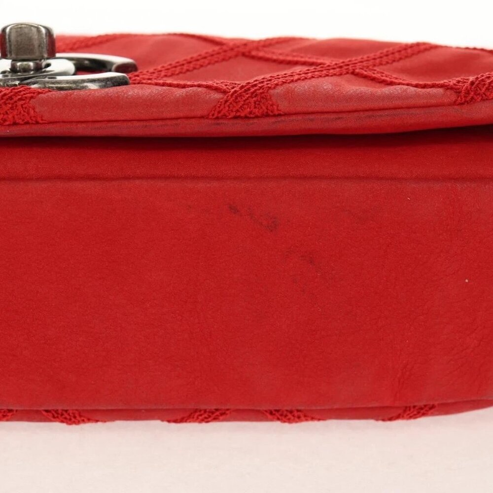 CHANEL Wild Stitch Chain Shoulder Bag Leather Red CC Auth 128522M - Picture 2 of 15